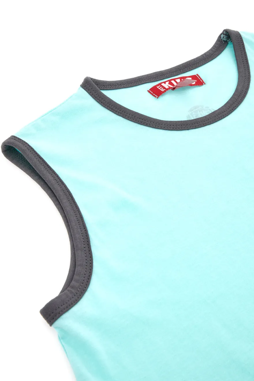 Canotta Azzurra Play It Easy con Smile Grigio PITT KIDS PT-K-T-7022