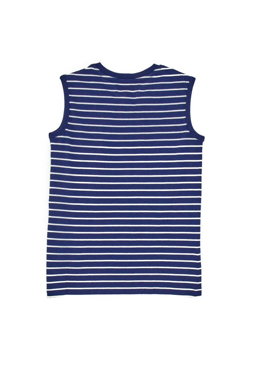 Canotta Blu con Righe Bianche Pitt Kids PT-B-T-05008