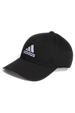 Cappellino con Frontino Nero e Logo Adidas Bianco ADIDAS BBALL CAP COT