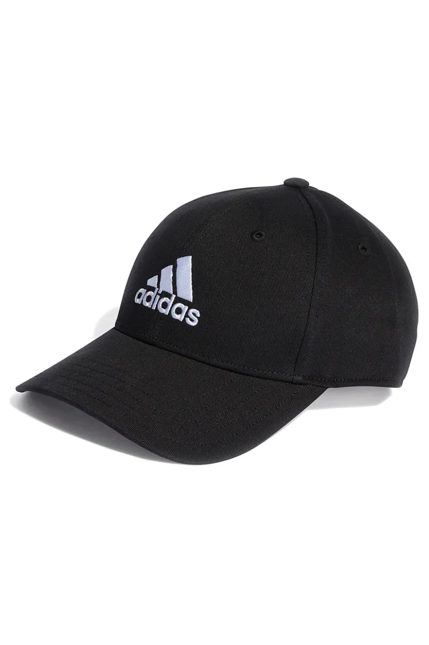 Cappellino con Frontino Nero e Logo Adidas Bianco ADIDAS BBALL CAP COT