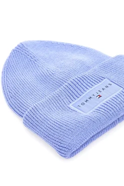 Cappello beanie lilla in maglia con logo Tommy Jeans Linear Beanie