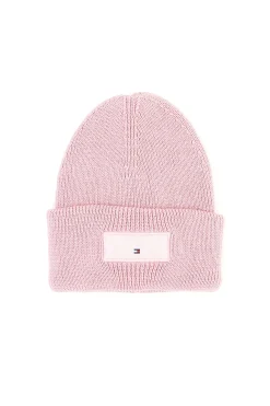 Cappello beanie rosa in maglia con logo Tommy Jeans Linear Beanie