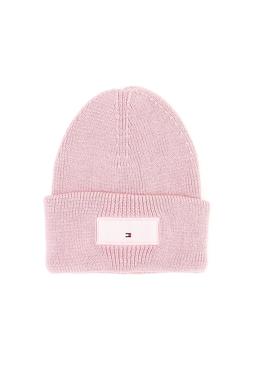 Cappello beanie rosa in maglia con logo Tommy Jeans Linear Beanie