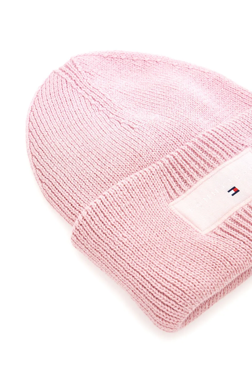 Cappello beanie rosa in maglia con logo Tommy Jeans Linear Beanie