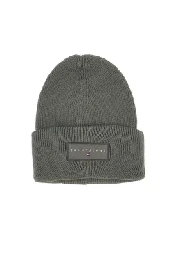 Cappello beanie verde in maglia con logo Tommy Jeans Linear Beanie