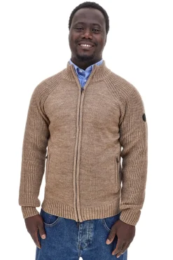Cardigan beige con zip in misto lana No Limits MAJU021W25
