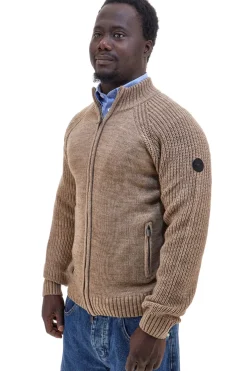 Cardigan beige con zip in misto lana No Limits MAJU021W25