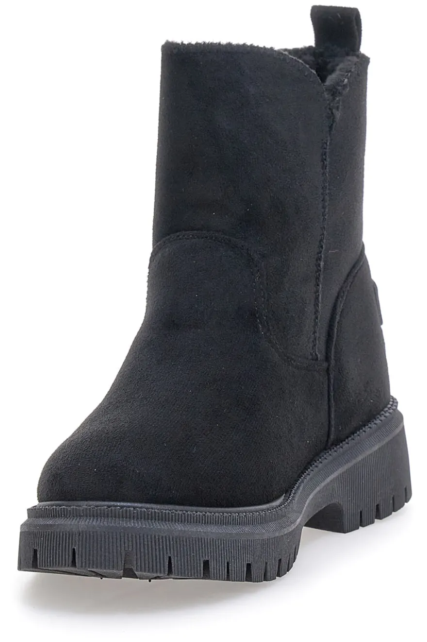 Carrera CAW759102020 schwarze Stiefeletten mit seitlichem Reißverschluss und Fellfutter