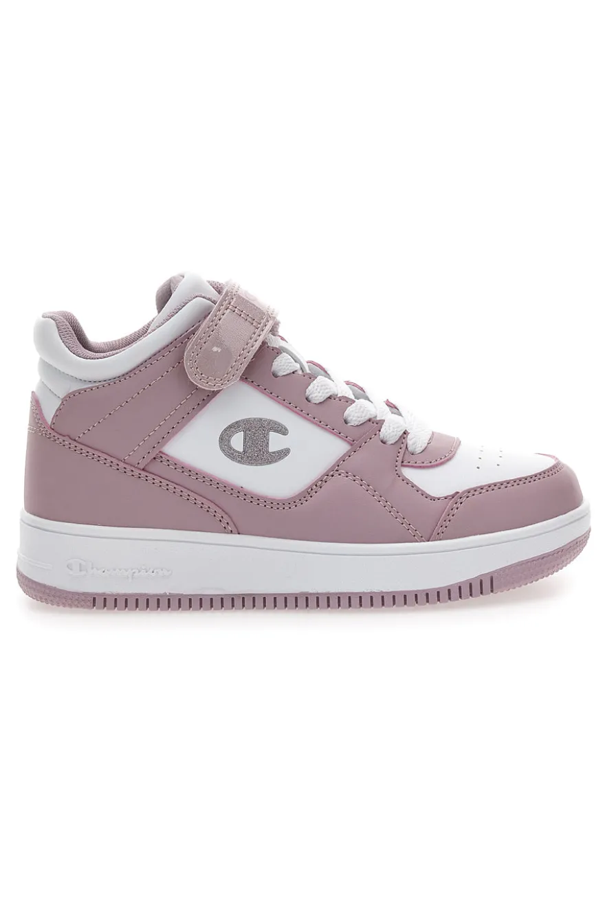 Champion – RD18 Mid G PS – Rosa-weiße, mittelhohe Sneakers mit Klettverschluss