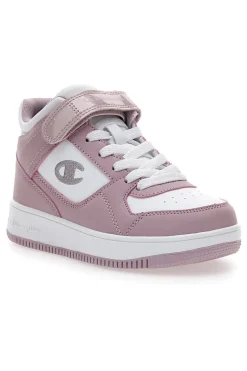 Champion – RD18 Mid G PS – Rosa-weiße, mittelhohe Sneakers mit Klettverschluss