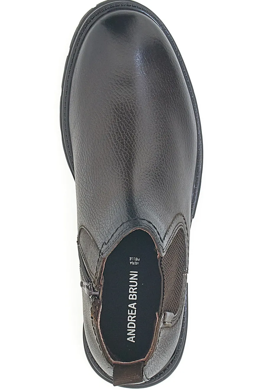 Chelsea boots marroni con zip e inserti elastici Andrea Bruni 72053