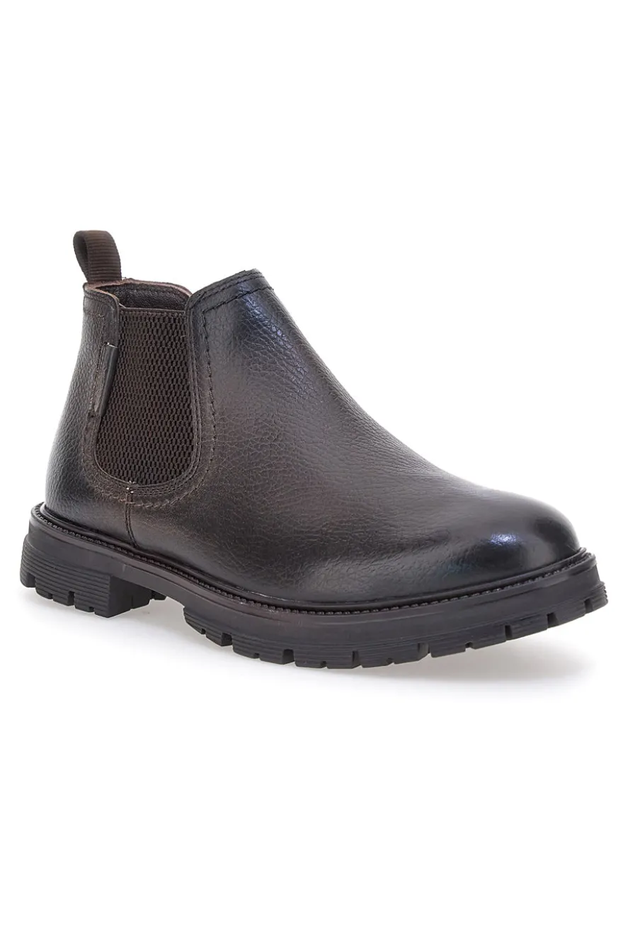 Chelsea boots marroni con zip e inserti elastici Andrea Bruni 72053