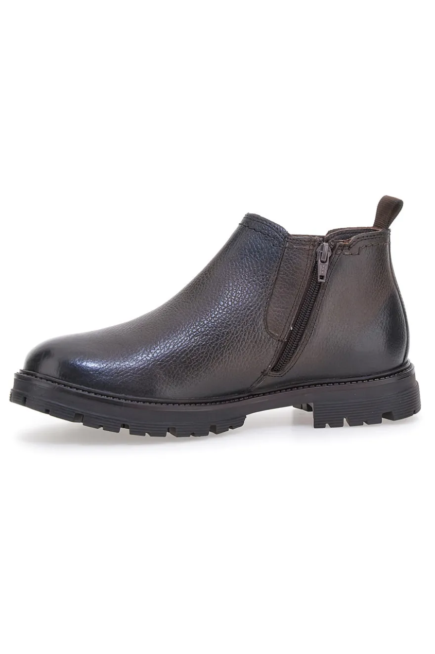 Chelsea boots marroni con zip e inserti elastici Andrea Bruni 72053