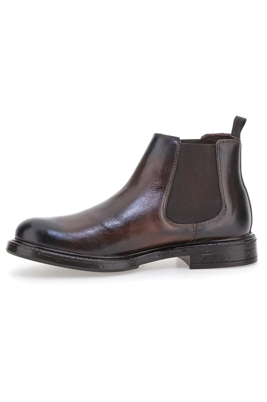 Chelsea boots marroni con inserti elastici Andrea Bruni OM08