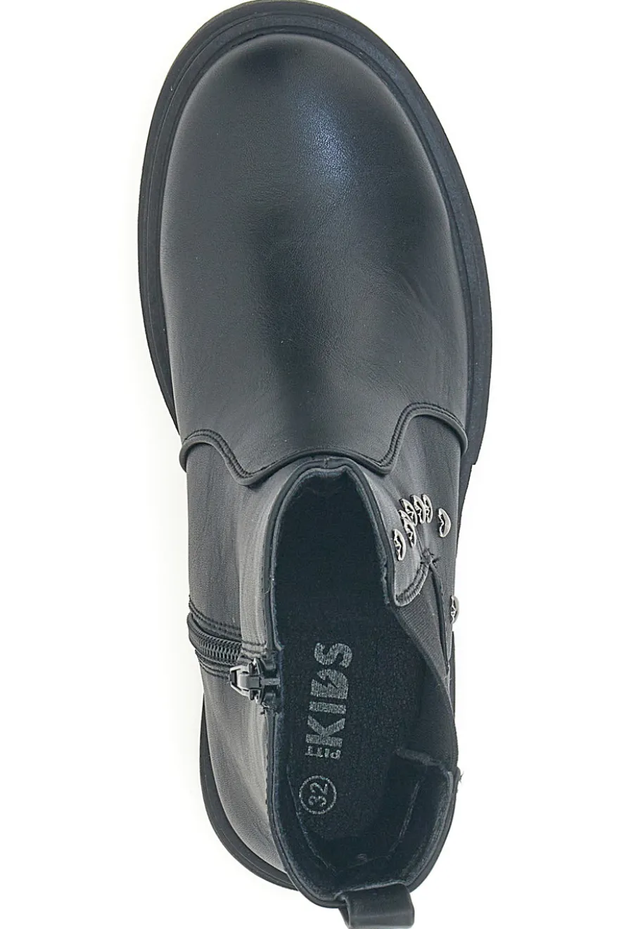 Chelsea boots neri con borchie a cuore Pitt Kids SKBS1104