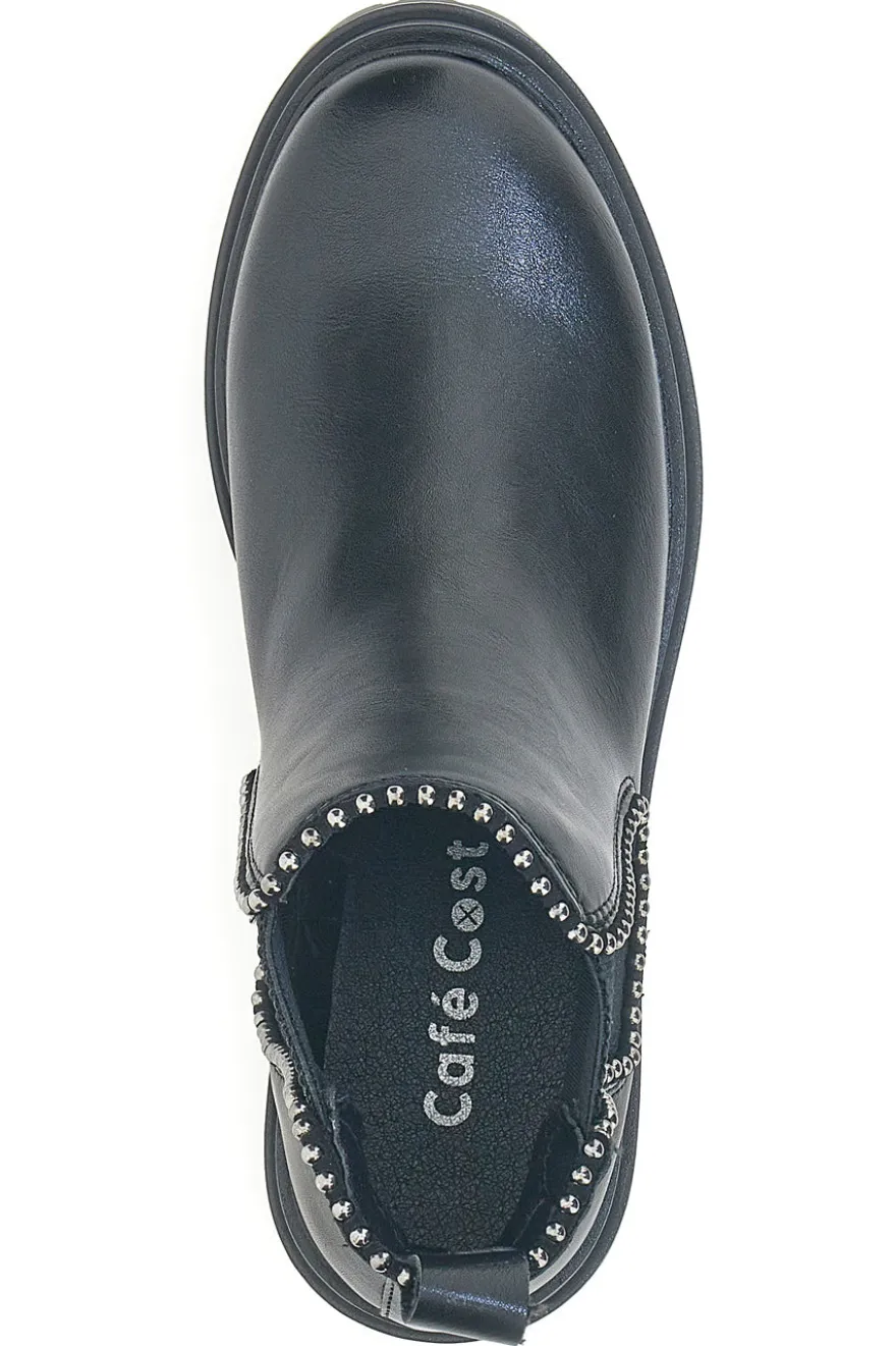 Chelsea boots neri con elastico laterale e borchie Cafe' Cost 200135
