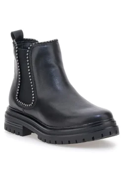 Chelsea boots neri con elastico laterale e borchie Cafe' Cost 200135