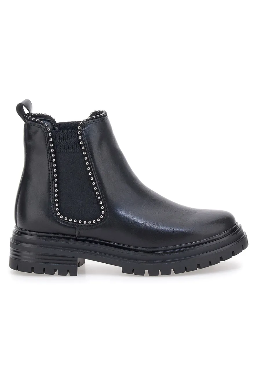 Chelsea boots neri con elastico laterale e borchie Cafe' Cost 200135