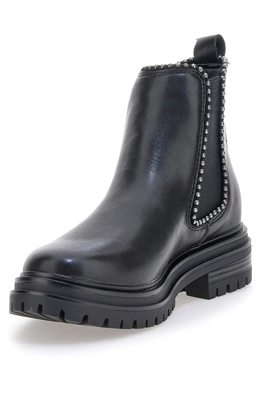 Chelsea boots neri con elastico laterale e borchie Cafe' Cost 200135