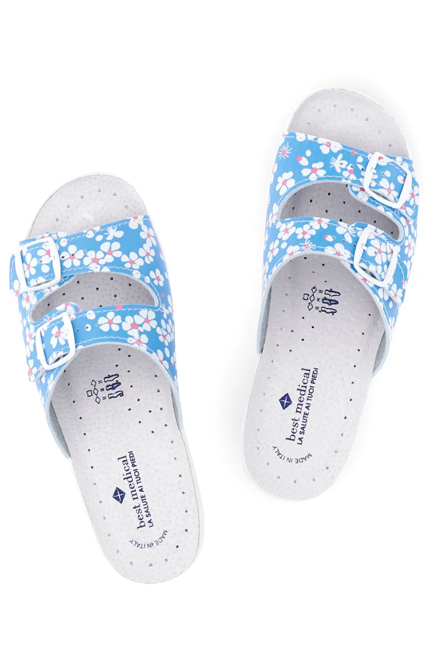 Ciabatta azzurra con sottopiede in pelle Best Medical 122F