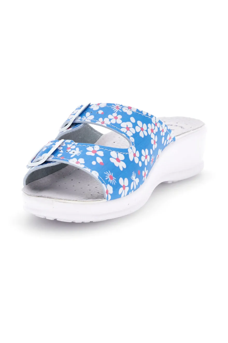 Ciabatta azzurra con sottopiede in pelle Best Medical 122F