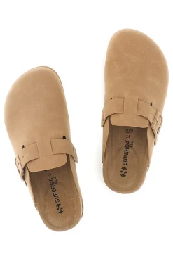 Ciabatta beige con sottopiede in pelle Superga S11U700