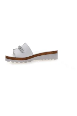 Ciabatta Bianca con Fascia in Pelle e Catena Decorativa PITTARELLO 333170811
