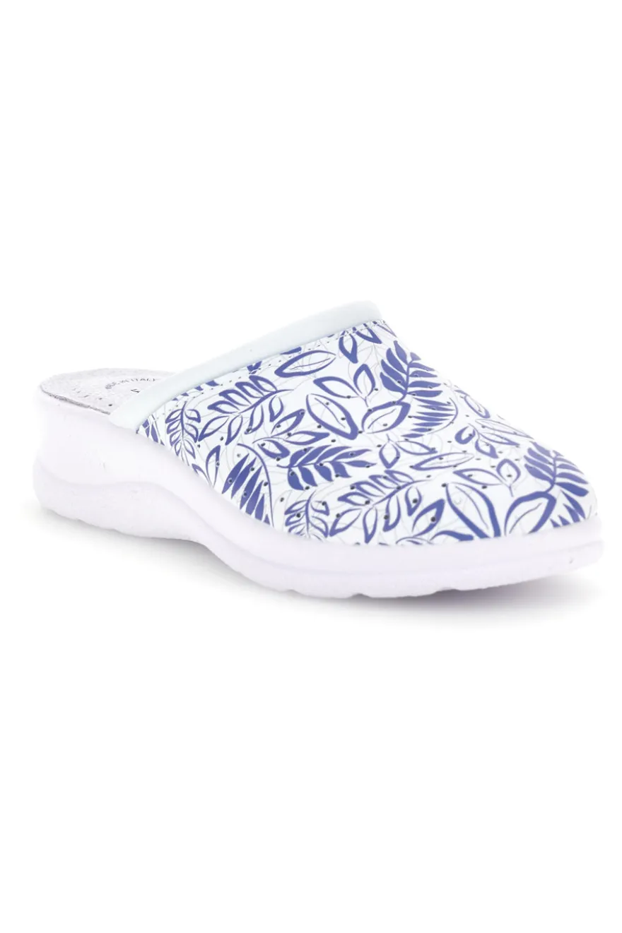 Ciabatta bianca e blu professionale con sottopiede in pelle Best Medical 2883