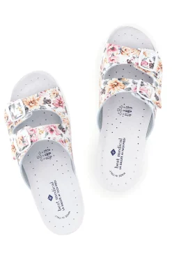 Ciabatta bianca multicolore con sottopiede in pelle Best Medical 122F