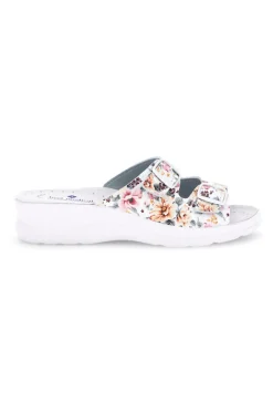 Ciabatta bianca multicolore con sottopiede in pelle Best Medical 122F