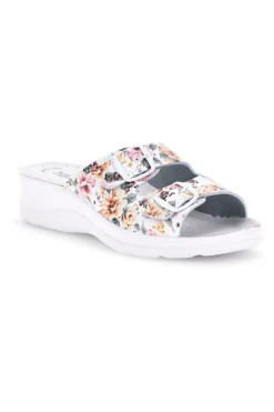 Ciabatta bianca multicolore con sottopiede in pelle Best Medical 122F