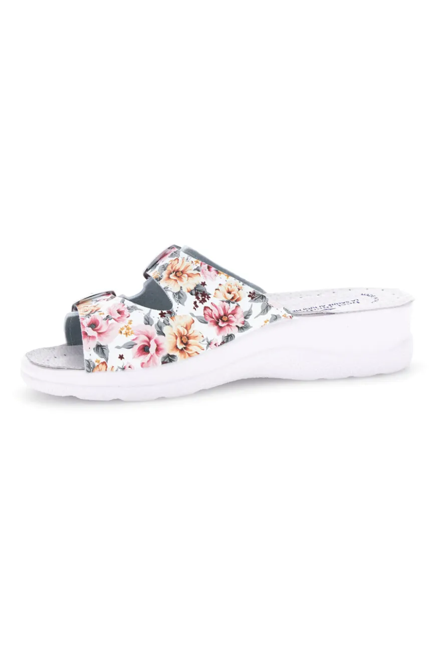 Ciabatta bianca multicolore con sottopiede in pelle Best Medical 122F