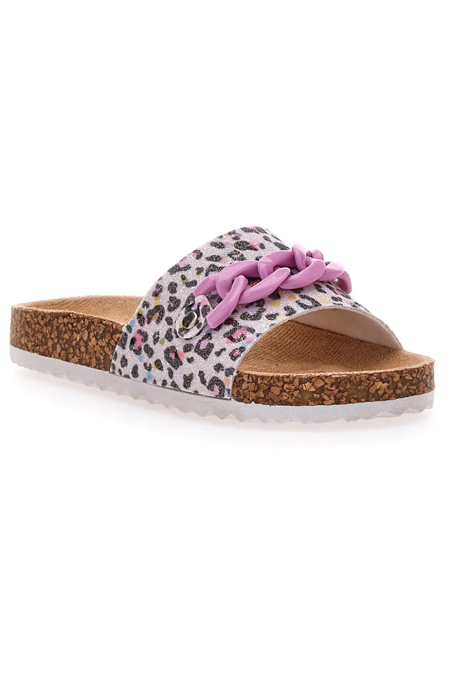 Ciabatta Leopardata rosa e bianca PITT KIDS 14400