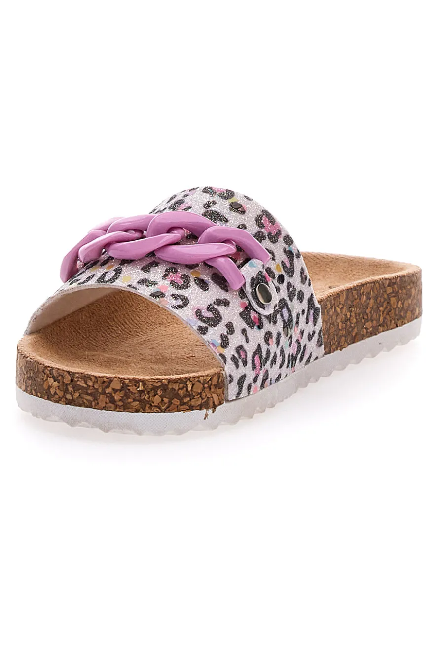 Ciabatta Leopardata rosa e bianca PITT KIDS 14400
