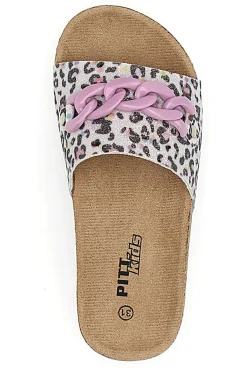 Ciabatta Leopardata rosa e bianca PITT KIDS 14400