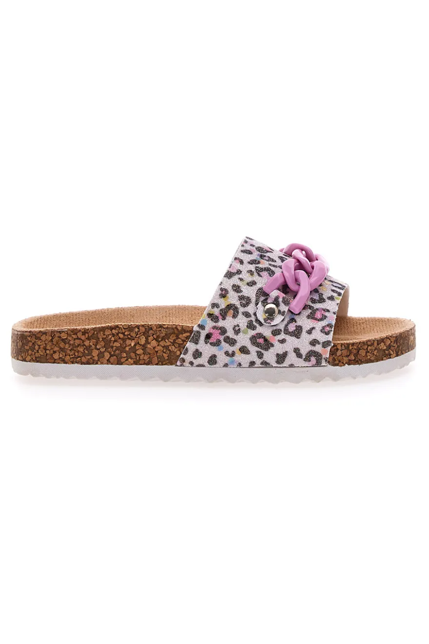 Ciabatta Leopardata rosa e bianca PITT KIDS 14400