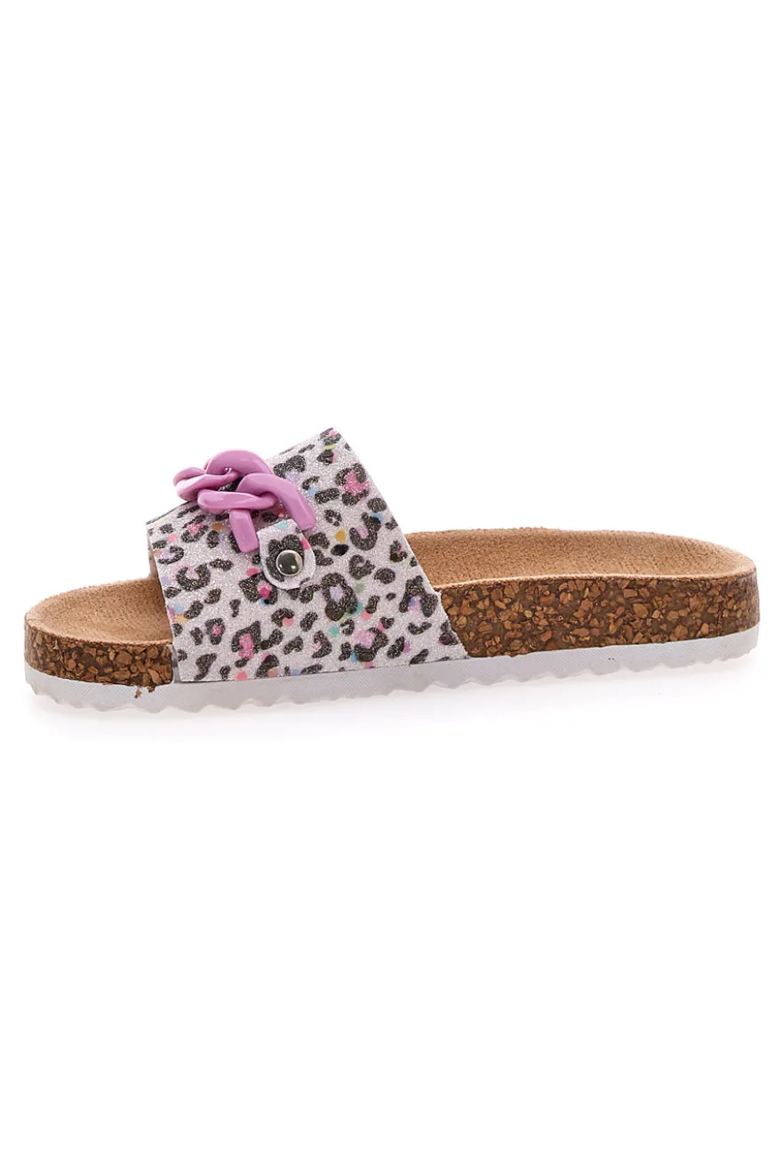 Ciabatta Leopardata rosa e bianca PITT KIDS 14400