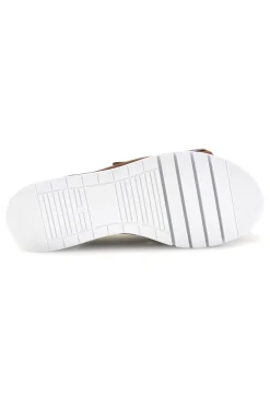 Ciabatta marrone con doppia fascia e fibbie Prima riga V113