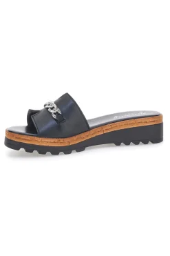 Ciabatta Nera con Fascia in Pelle e Catena Decorativa PITTARELLO 333170811