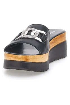 Ciabatta Nera con Fascia in Pelle e Platform Effetto Sughero PITTARELLO LOVE 34567409