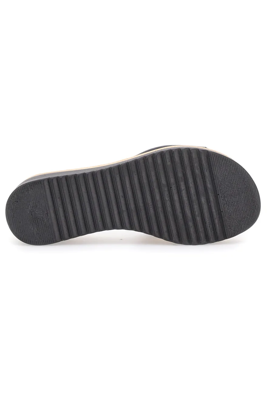 Ciabatta Nera con Fascia in Pelle e Platform Effetto Sughero PITTARELLO LOVE 34567409