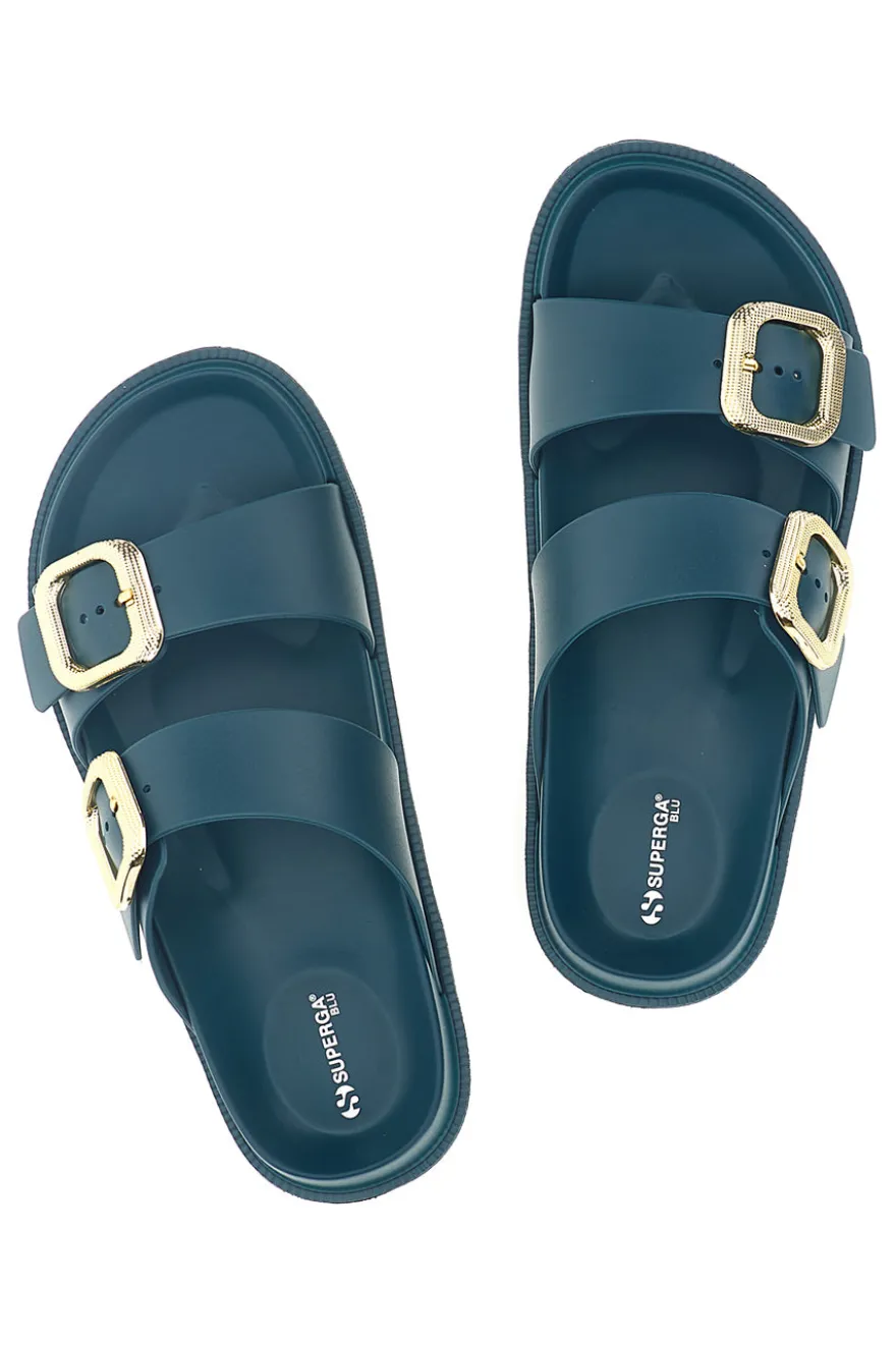 Ciabatta petrolio con doppia fibbia Superga S87Y832