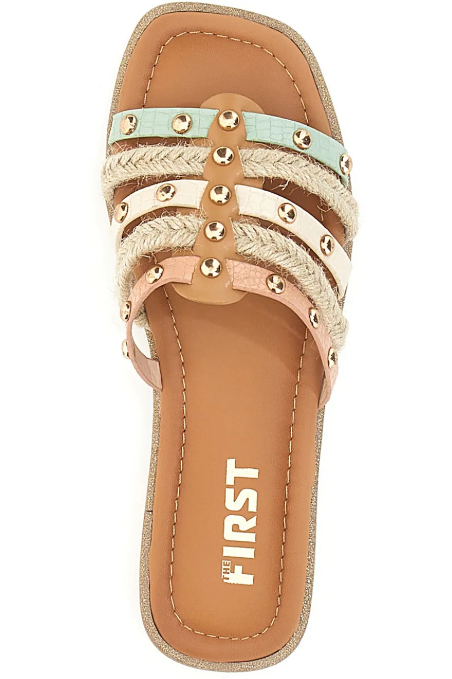 Ciabatte a Stringhe e Suola Flat e Glitter The First 20316
