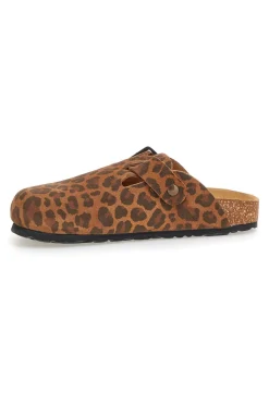 Ciabatte animalier con fibbia in vera pelle Tierra 335A013PR