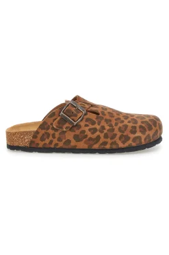 Ciabatte animalier con fibbia in vera pelle Tierra 335A013PR