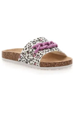 Ciabatte animalier con scritta rosa glitter Pitt Kids 14400