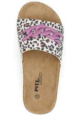 Ciabatte animalier con scritta rosa glitter Pitt Kids 14400