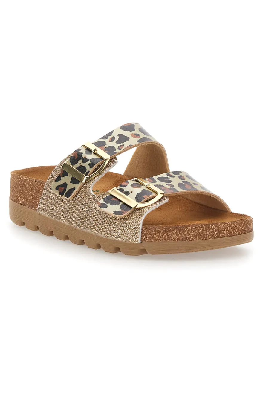 Ciabatte animalier oro con doppia fibbia PITTARELLO BIO 335P20630SR