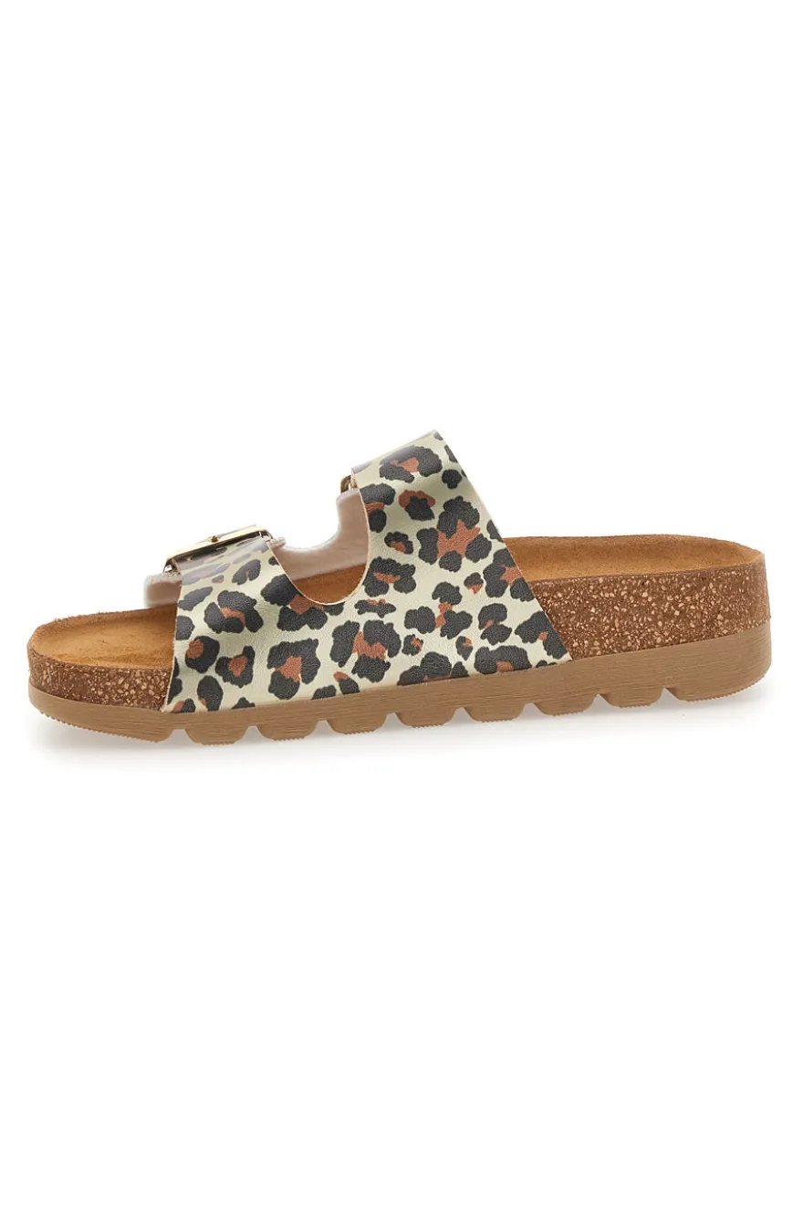 Ciabatte animalier oro con doppia fibbia PITTARELLO BIO 335P20630SR