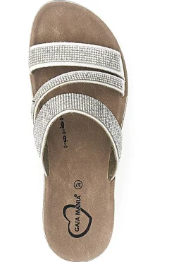 Ciabatte argento con zeppa glitterata Gaia Mania G006